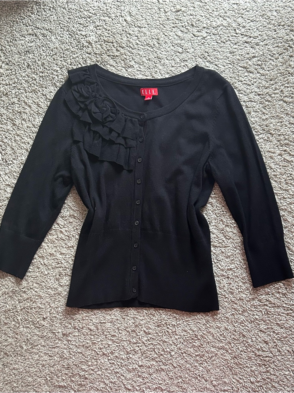 ELLE black ruffle button up cardigan
